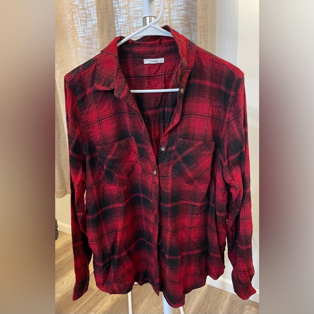 Maurice’s Red and Black Plaid Button-Up Shirt